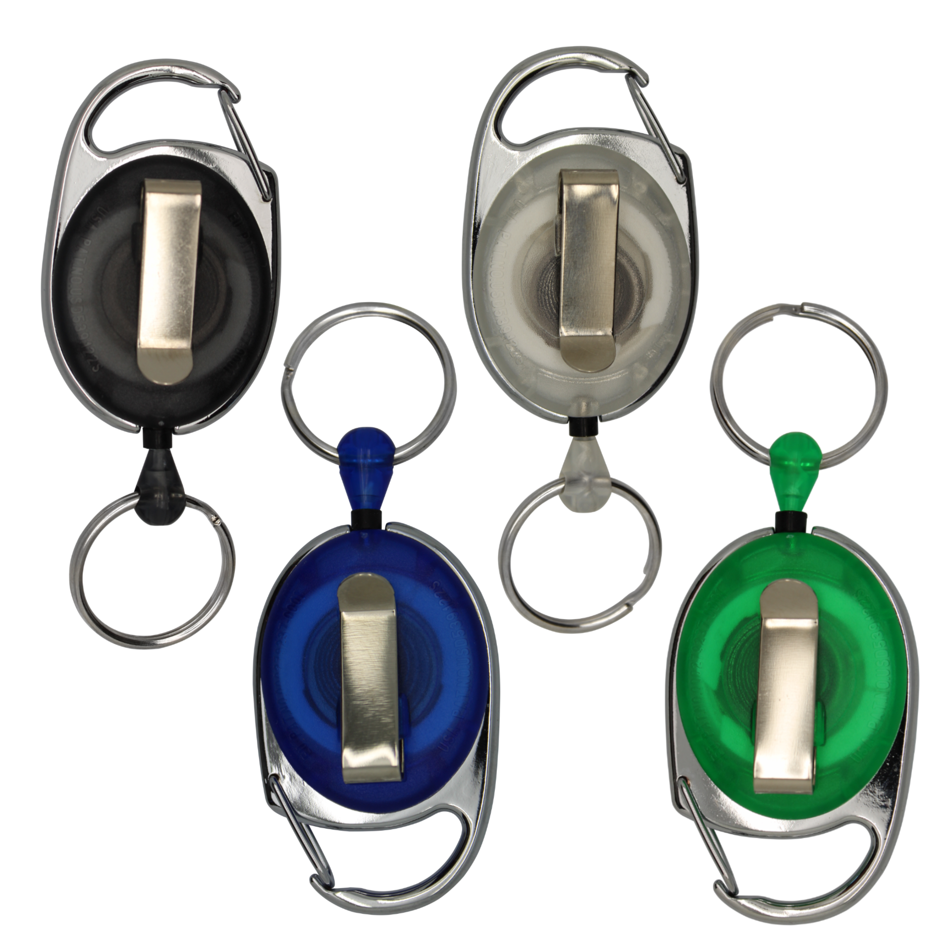 Jojo oval, transparent, Karabinerhaken, Schlüsselring, Nylonschnur: 60 cm 