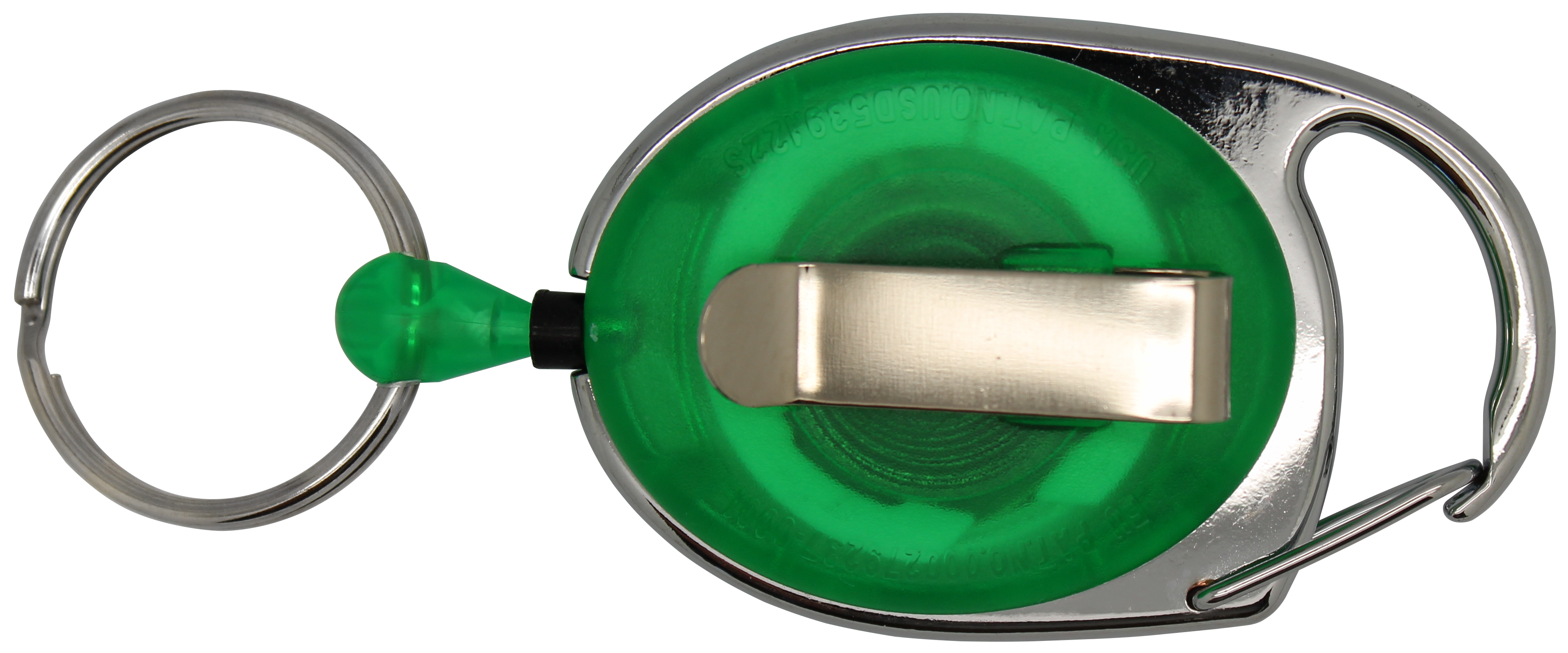 Jojo oval, transparent, mit Karabinerhaken, Schlüsselring, Nylonschnur: 60 cm 