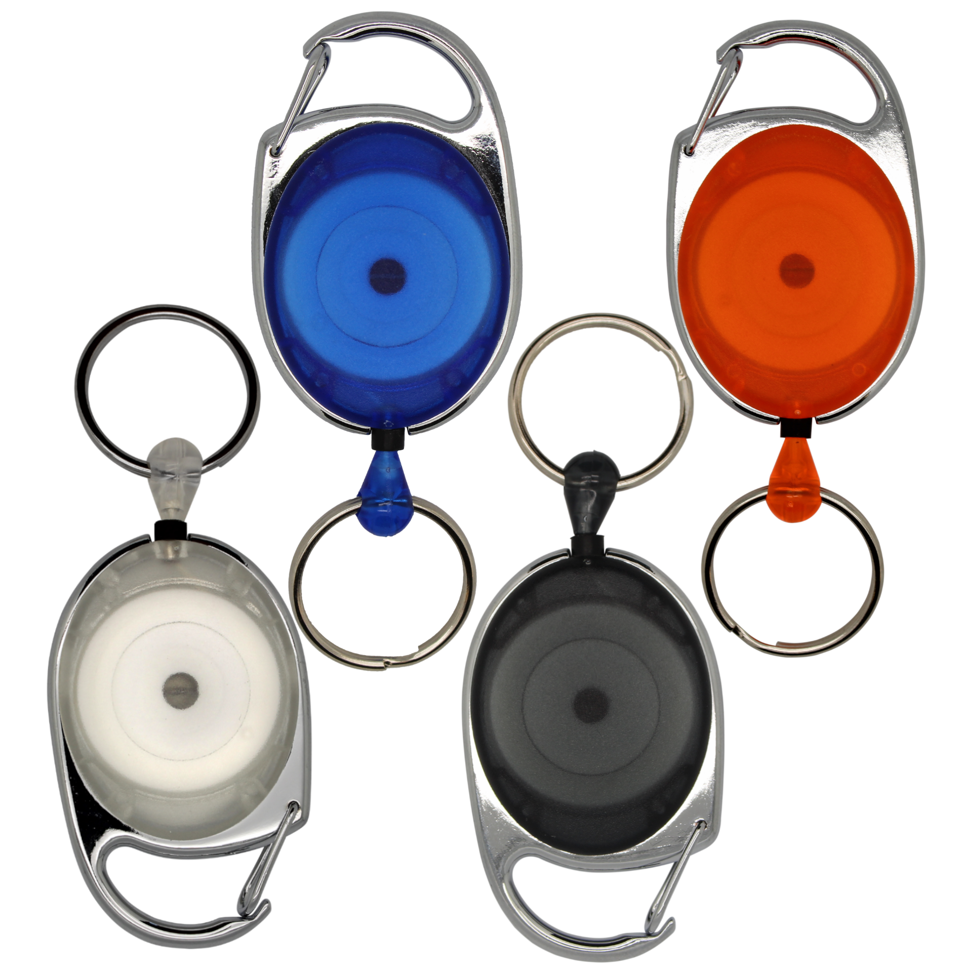 Jojo oval, transparent, Karabinerhaken Schlüsselring, Nylonschnur 60 cm 