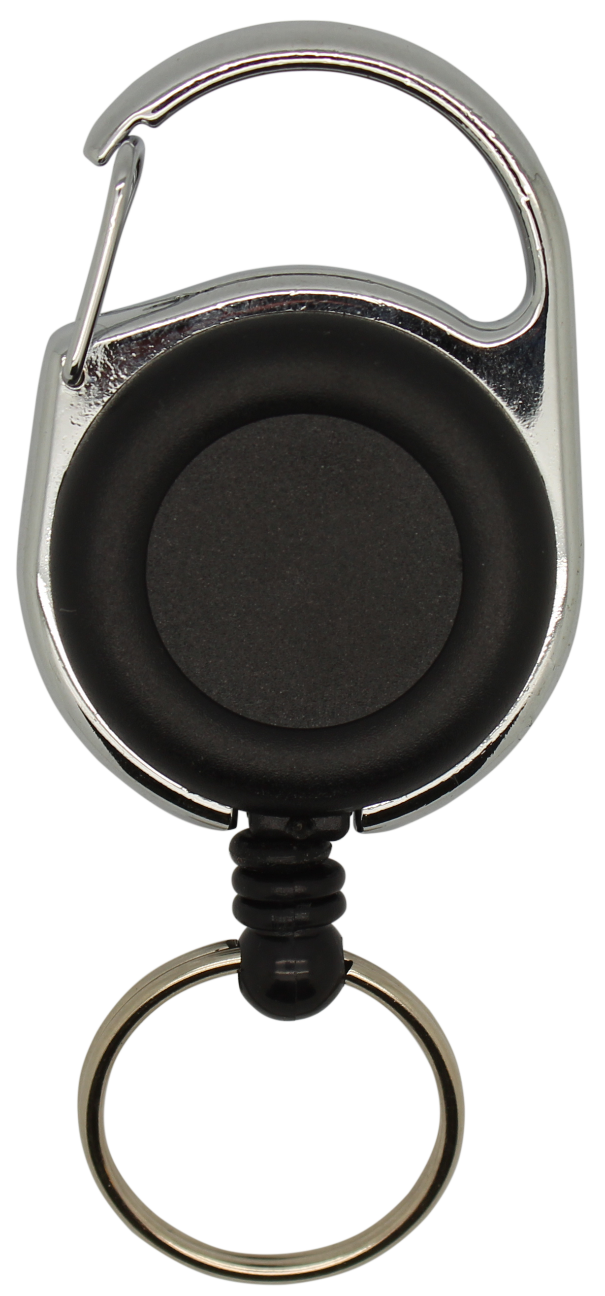 Jojo rund, vollfarbig schwarz, Karabinerhaken, Schlüsselring, Nylonschnur: 60 cm 