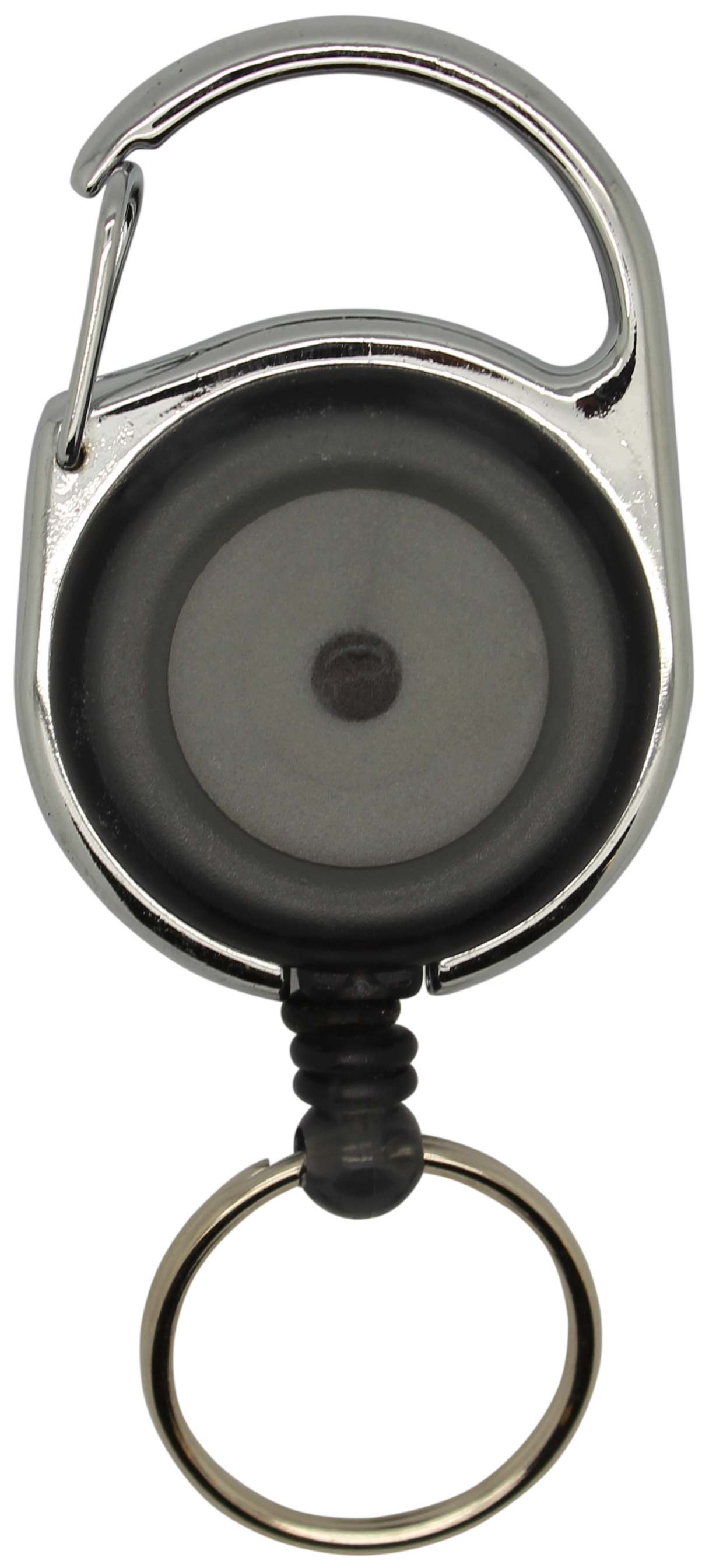 Jojo rund, transparent schwarz, Karabinerhaken Schlüsselring, Nylonschnur 60 cm 