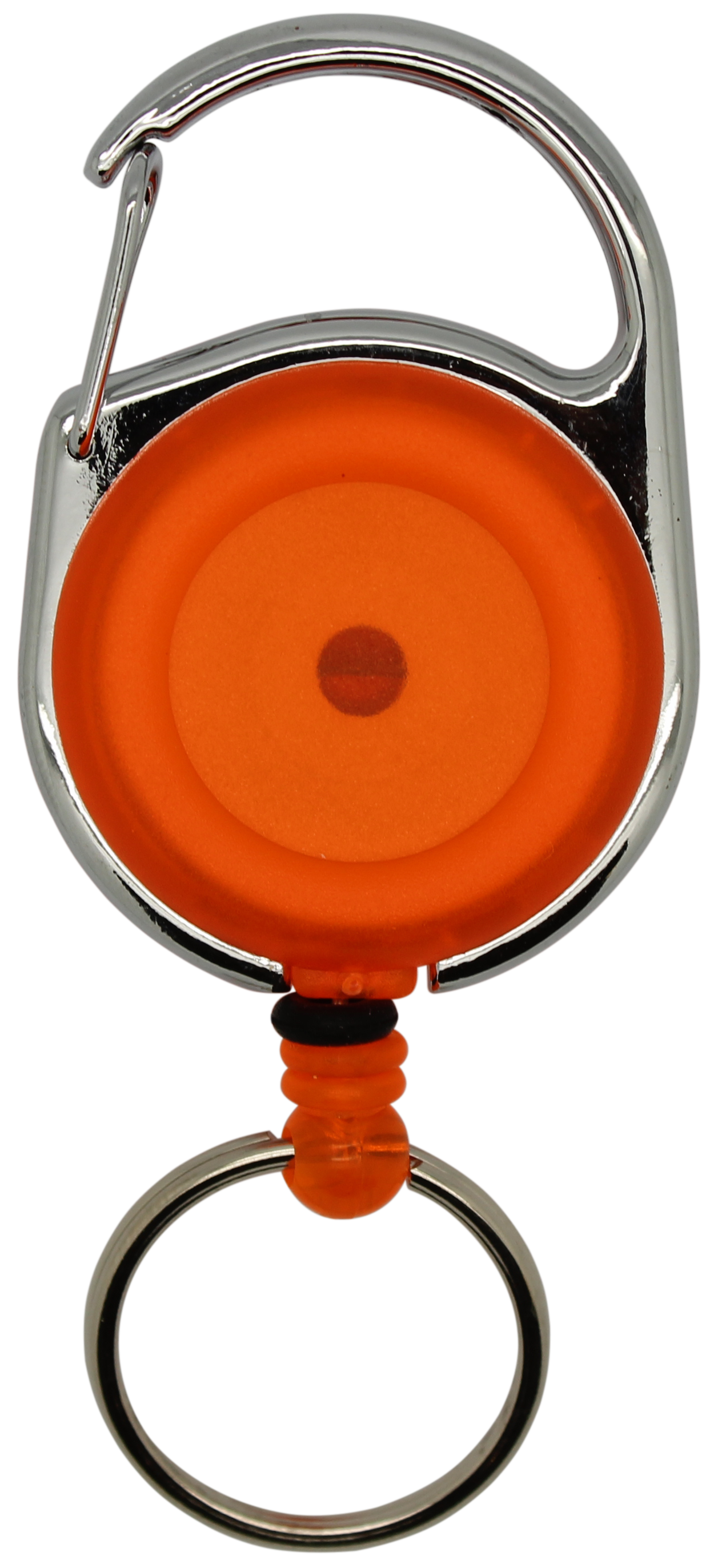 Jojo rund, transparent orange, Karabinerhaken Schlüsselring, Nylonschnur 60 cm 