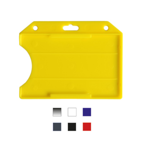 Kartenhalter offen, Querformat, mit Cliploch, Mulde, Farbe: gelb 
