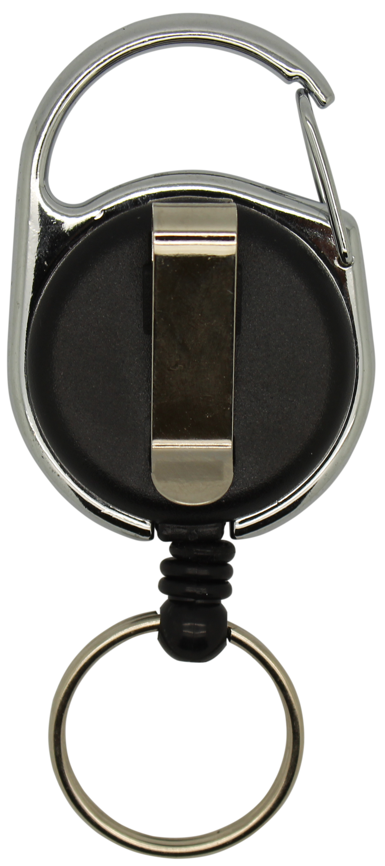 Jojo rund, vollfarbig schwarz, Karabinerhaken, Schlüsselring, Nylonschnur: 60 cm 