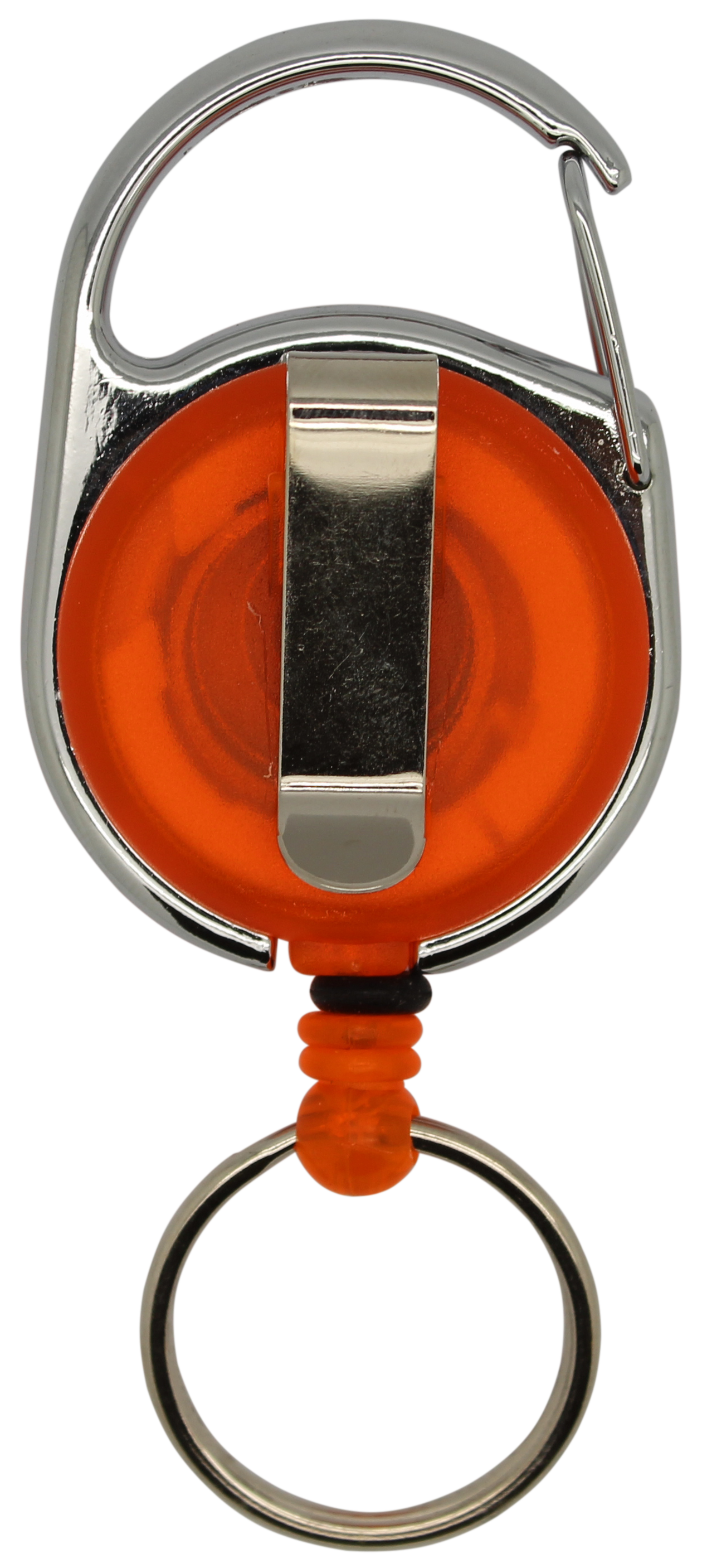 Jojo rund, transparent orange, Karabinerhaken Schlüsselring, Nylonschnur 60 cm 