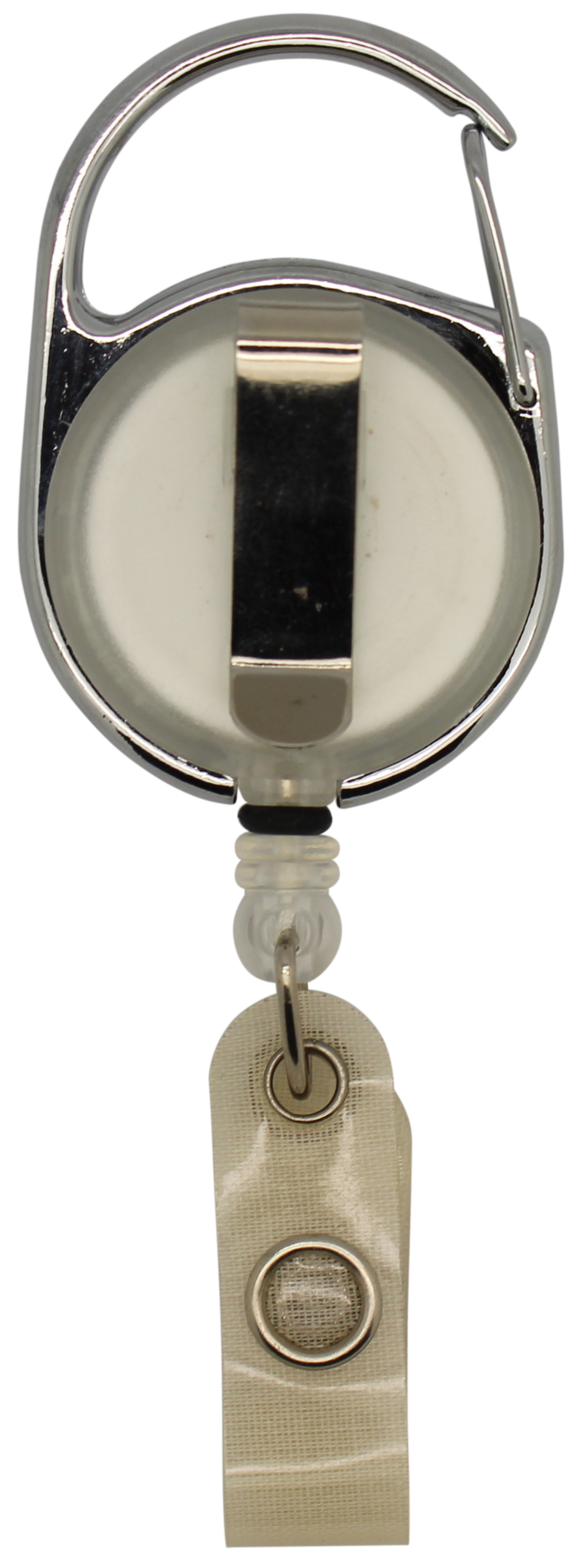 Jojo rund, transparent, mit Karabinerhaken, textilverstärkter Lasche, Nylonschnur 80 cm 
